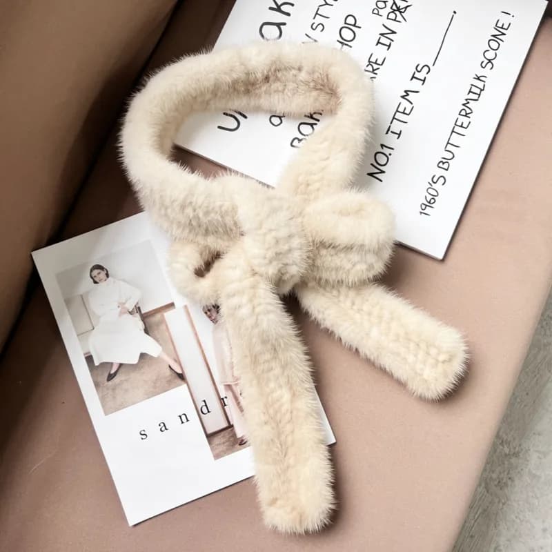 Sciarpa in vera pelliccia di visone Cintura decorativa lavorata a maglia da donna Giacca invernale da donna Catena in vita di visone di lusso Sciarpa a striscia sottile Doppio uso