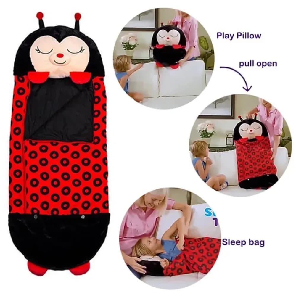 Children's sleeping bag in animated cardboard Peluc sleeping bag with doll pillow Animal design for boys and girls Birthday gift for children