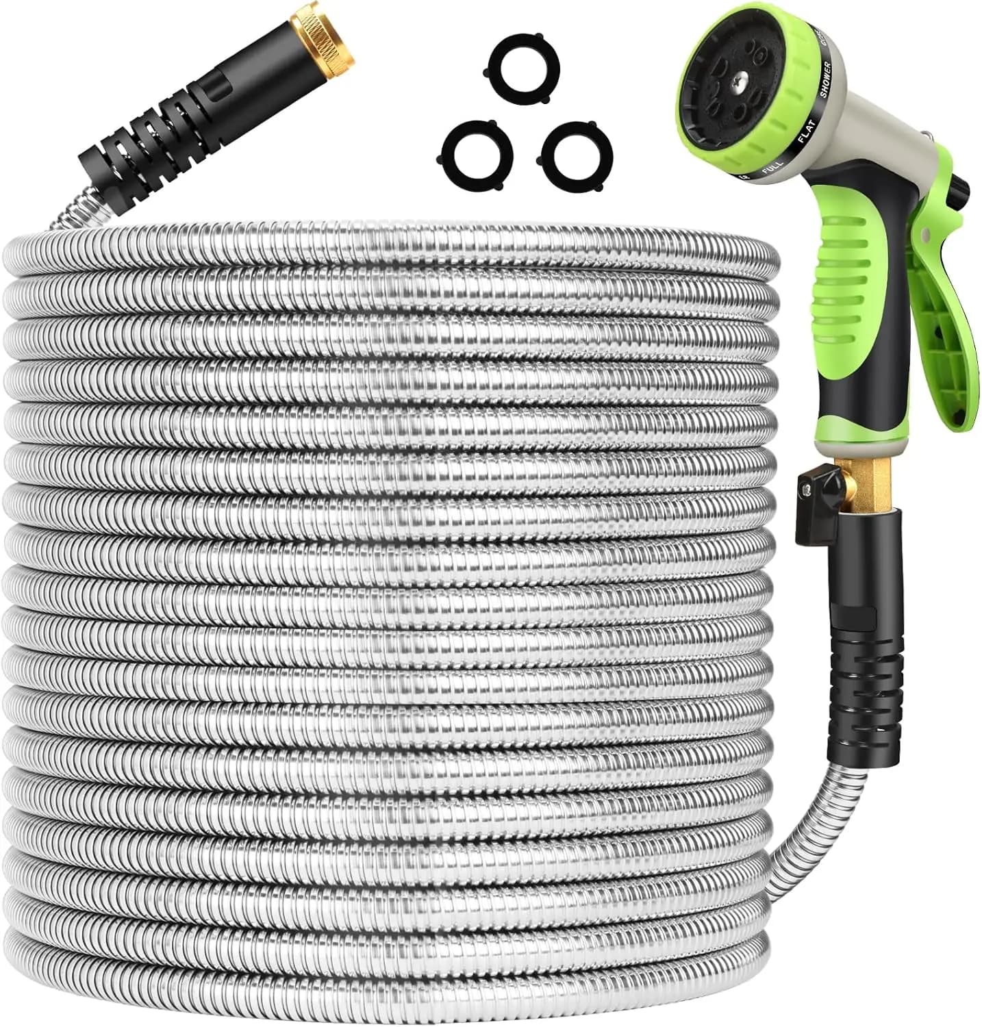 75 Foot Metal Garden Tube, Stainless Steel Water Pipe, Flexible, Lightweight, Durable, Long, Without Folds, with Connecting Pipe