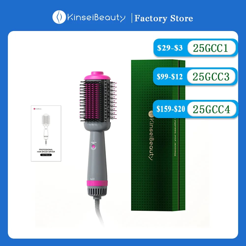 Kinseibeauty Hair dryer Functional 5 in 1 professional hot air comb for smooth hair, hair curling equipment salon