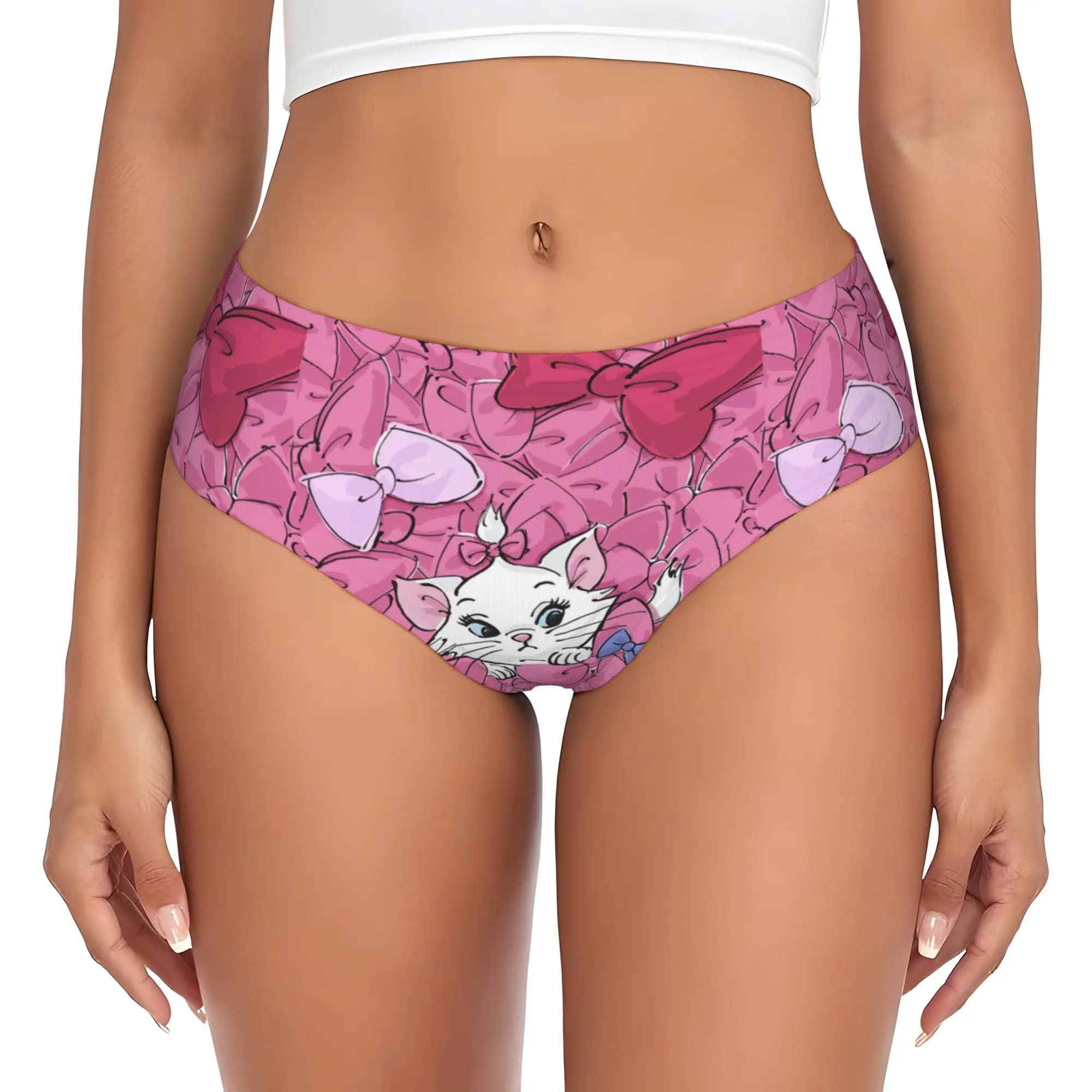 Custom Women's M-Marie Cat Cartoon Panties Breathable Briefs Underwear