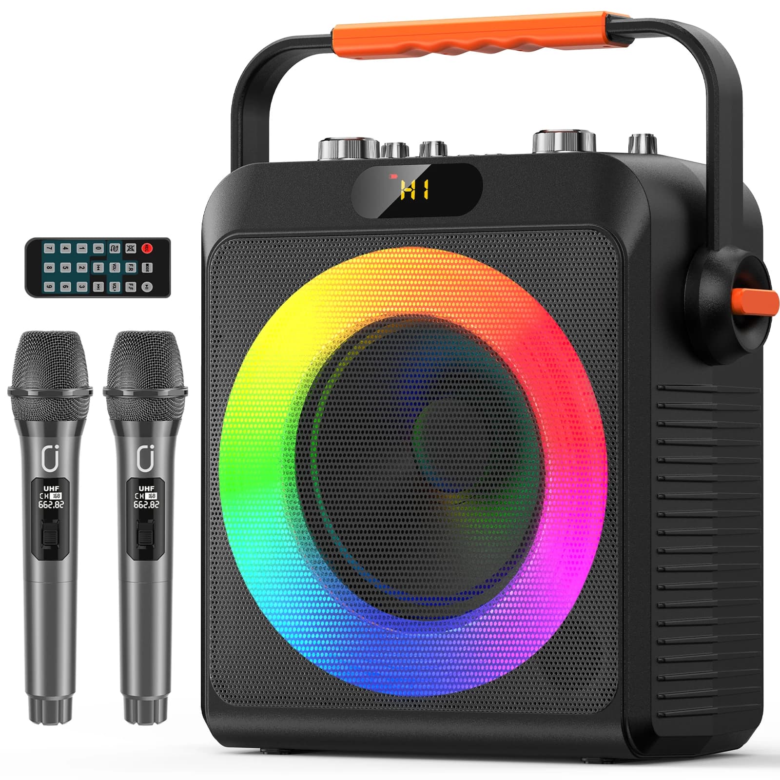 T19-T Macchina per Karaoke, Altoparlante Professionale con 2 Microfoni Wireless, Design Portatile Bluetooth 5.3 per Adulti e Bambini