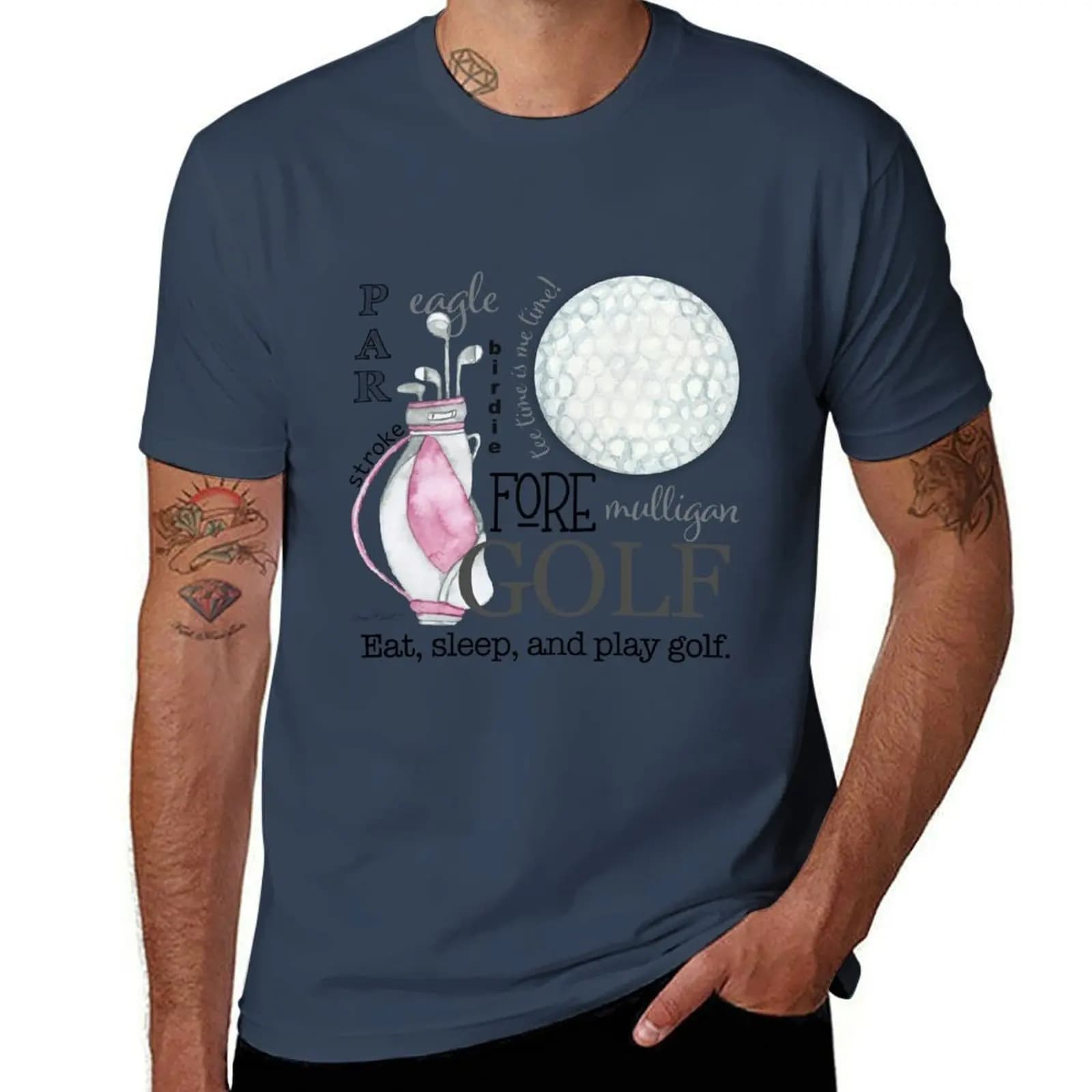 T-shirt Pink Golf Art T-shirt sportiva leggera ad asciugatura rapida