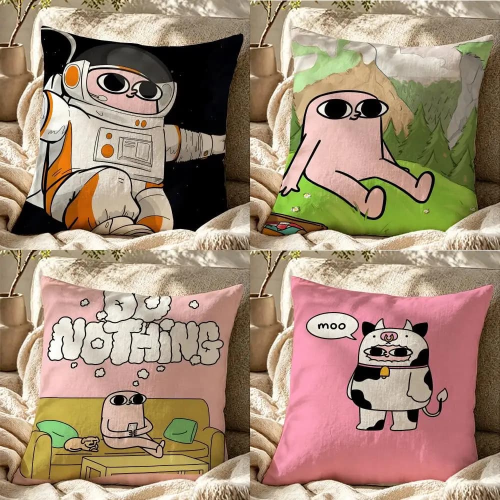 P-Ketnipzss Cushion Cover Cushion cover pillowcase, anti-mite invisible zipper, linen sofa cushion