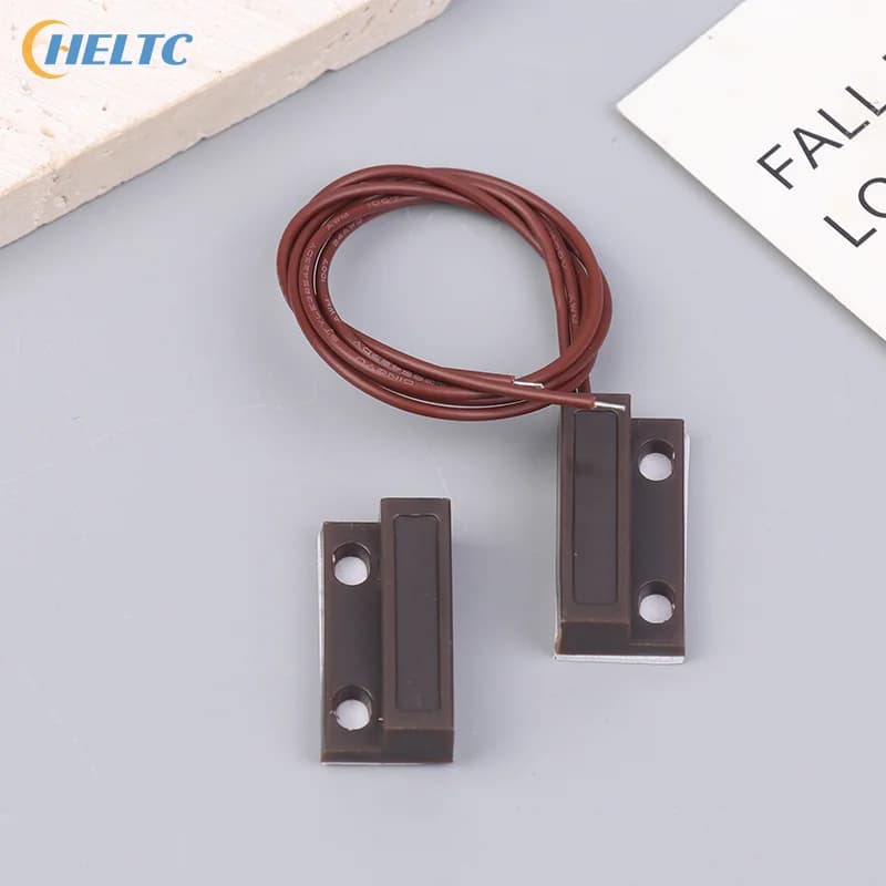 Sensore Magnetico per Porte e Finestre MC-38A 24Awg Circa 350mm, Interruttore NC/NO per Sistema di Allarme Domestico, Rilevatore con Interruttore Reed