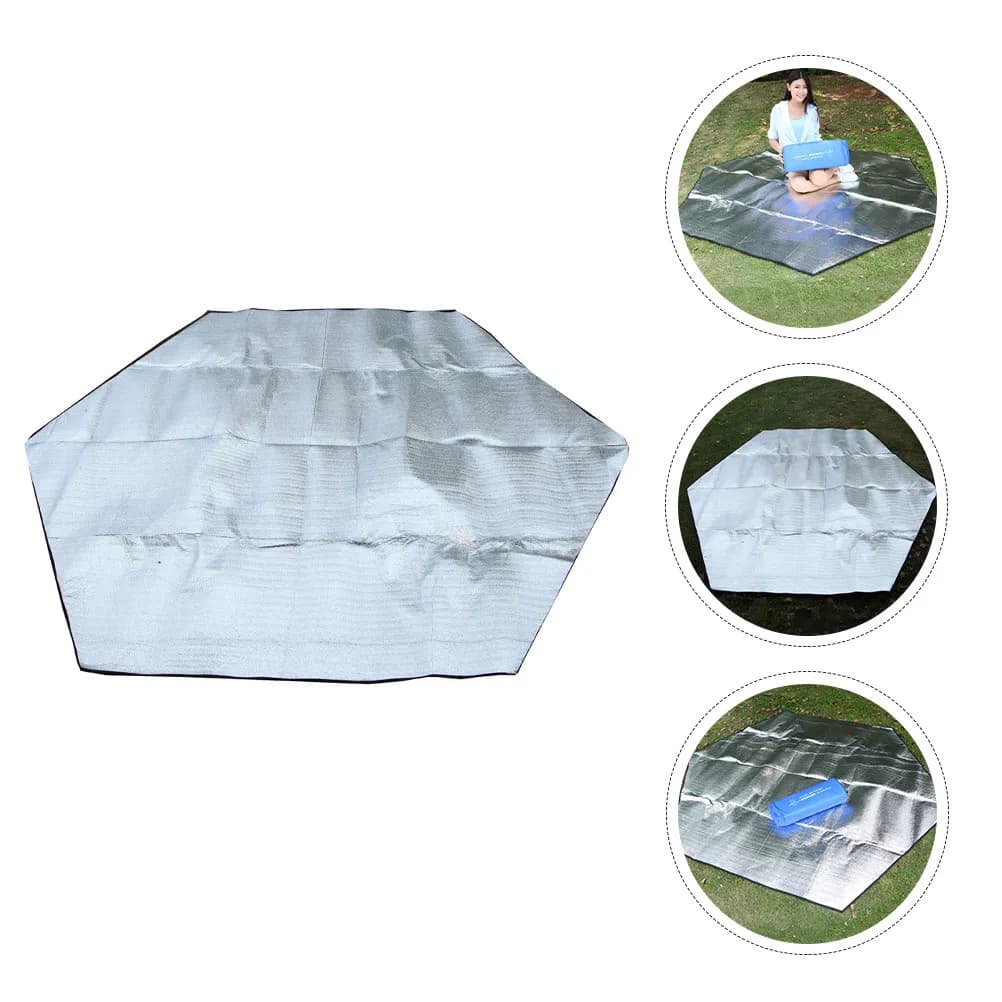 1Pcs Hexagonal Aluminum Film Picnic Blanket Moisture Proof Heat Insulating Portable Camping Mat for Beach Outdoor Tent Floor Use