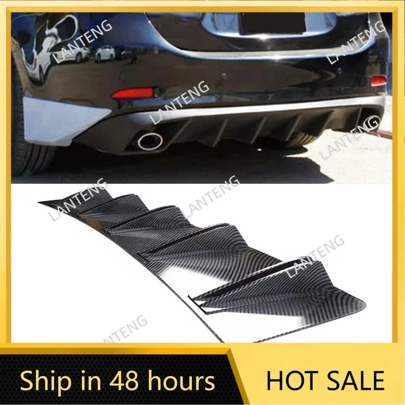 Car Rear Diffuser Shark 10 Fins Bumper Wing Splitter Chin Spoiler Lip For M-azda 6 2003-2021 Body Protector Black