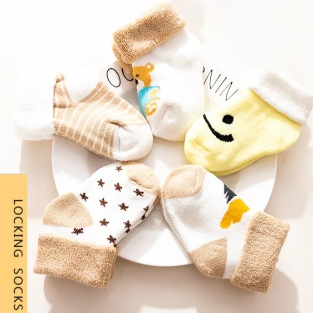 5 Pairs New Cotton Short Socks Pink Blue Breathable Floor Stocking Non-Skid Design Polka Dot Stars Winter Socks Infant Wear