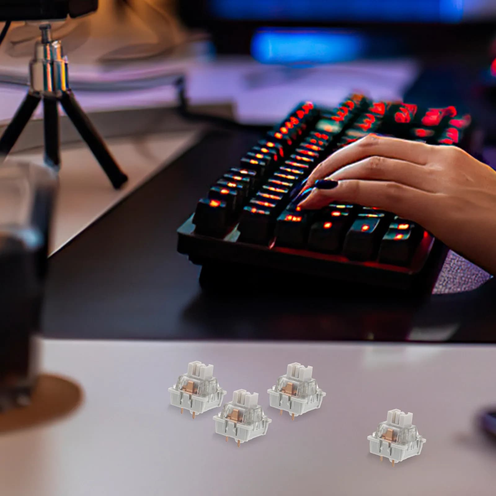 10Pcs Mechanical Keyboard Linear Smooth Key Feel Three-Legged Replacement Part Gaming Keyboard Upgrade Accessory