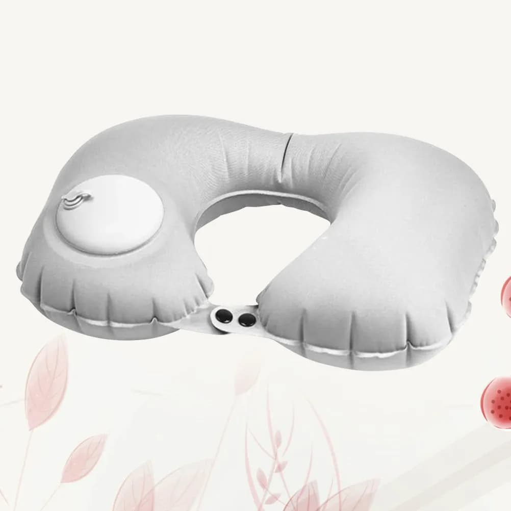 2 Pezzi Cuscino da Viaggio per Collo a Forma di U, Gonfiabile Automaticamente, Comodo e Portatile, Grigio 43x27cm, Accessori da Viaggio