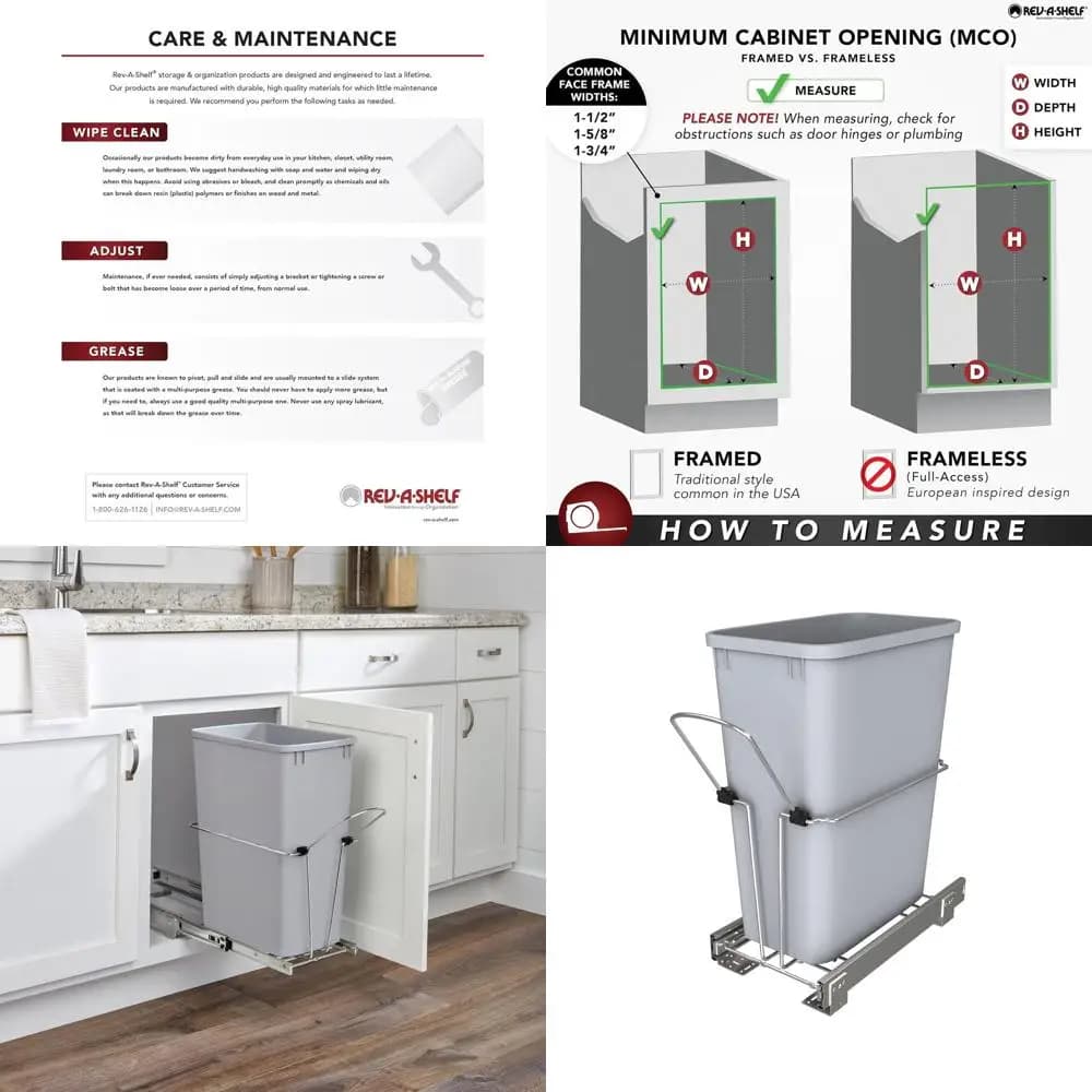 Cestino Estraibile per Cucina con Cesto Posteriore Scorrevole in Filo Metallico per Smaltimento Rifiuti e Organizzazione