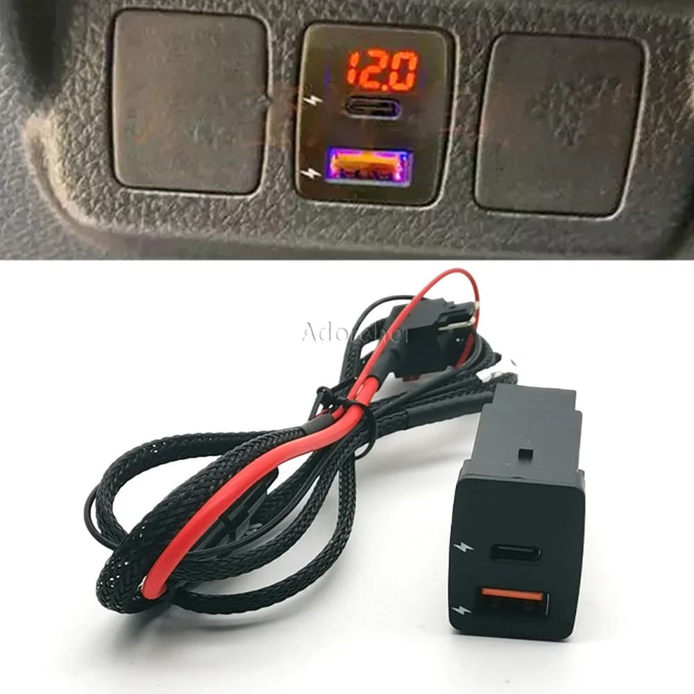1PC Retrofit Car Charger Dual TYPE-C PD QC3.0 USB Port Mobile Phone Charger Adapter For Nissan Sylphy Nissan X-Trail Teana 13-18