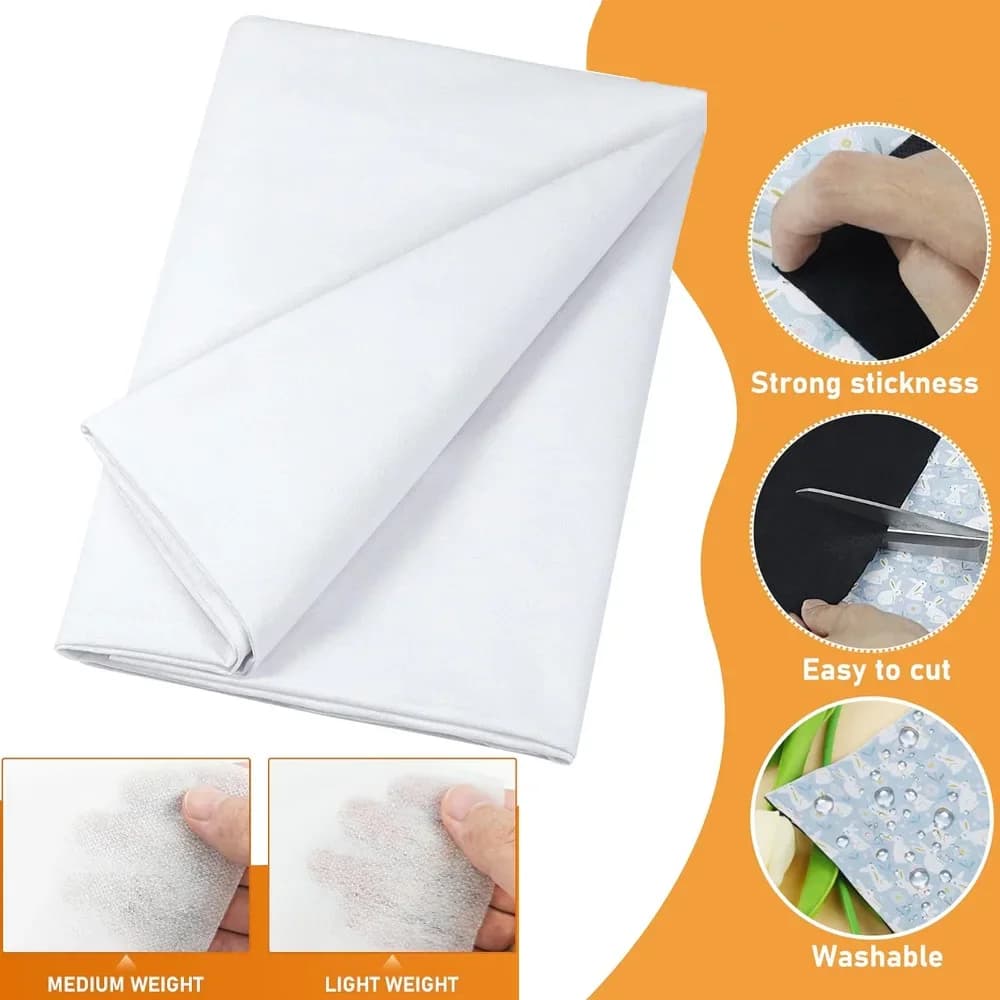 Zxiixz Iron nonwoven fabric light/medium on polyester Interface on one side for supplies for hand-made quilting