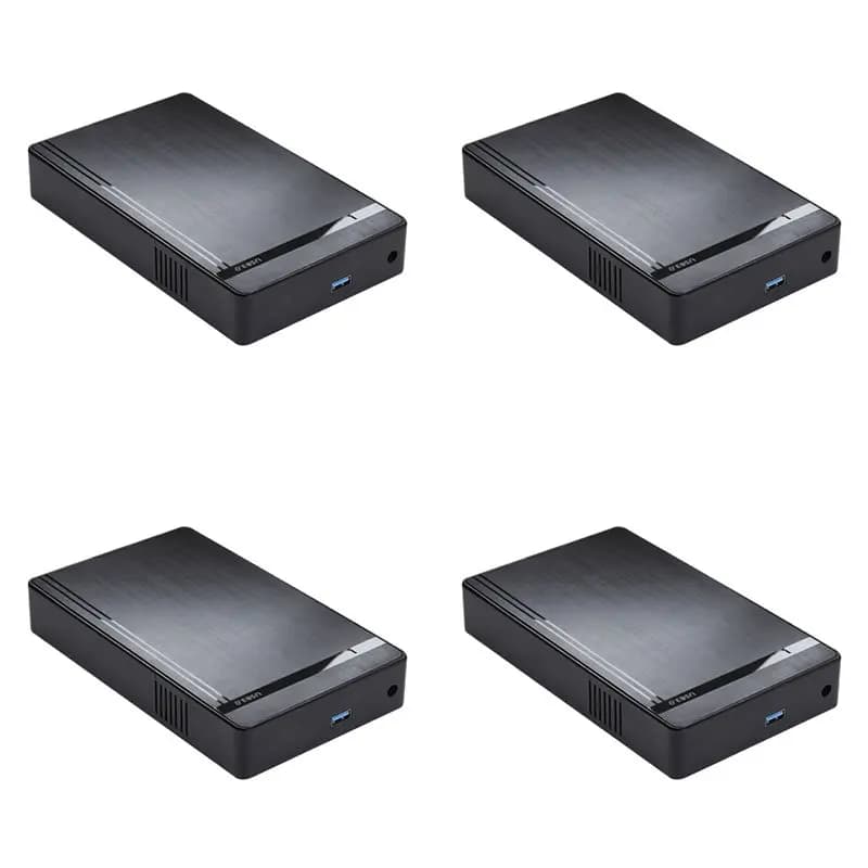 【SURPISE】4 pezzi di custodie per HDD da 3,5 pollici, adattatore SATA a USB 3.0, custodia esterna per disco rigido per SSD da 2,5/3,5 pollici, con spina EU