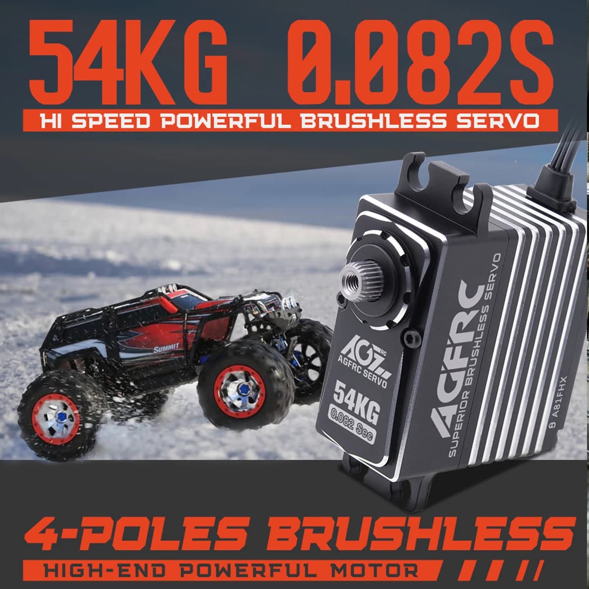 Servomotore digitale brushless AGFRC A81FHX 54KG HV a 4 poli super potente per auto RC 1/10 1/8, barche, elicotteri di grandi dimensioni e jet.