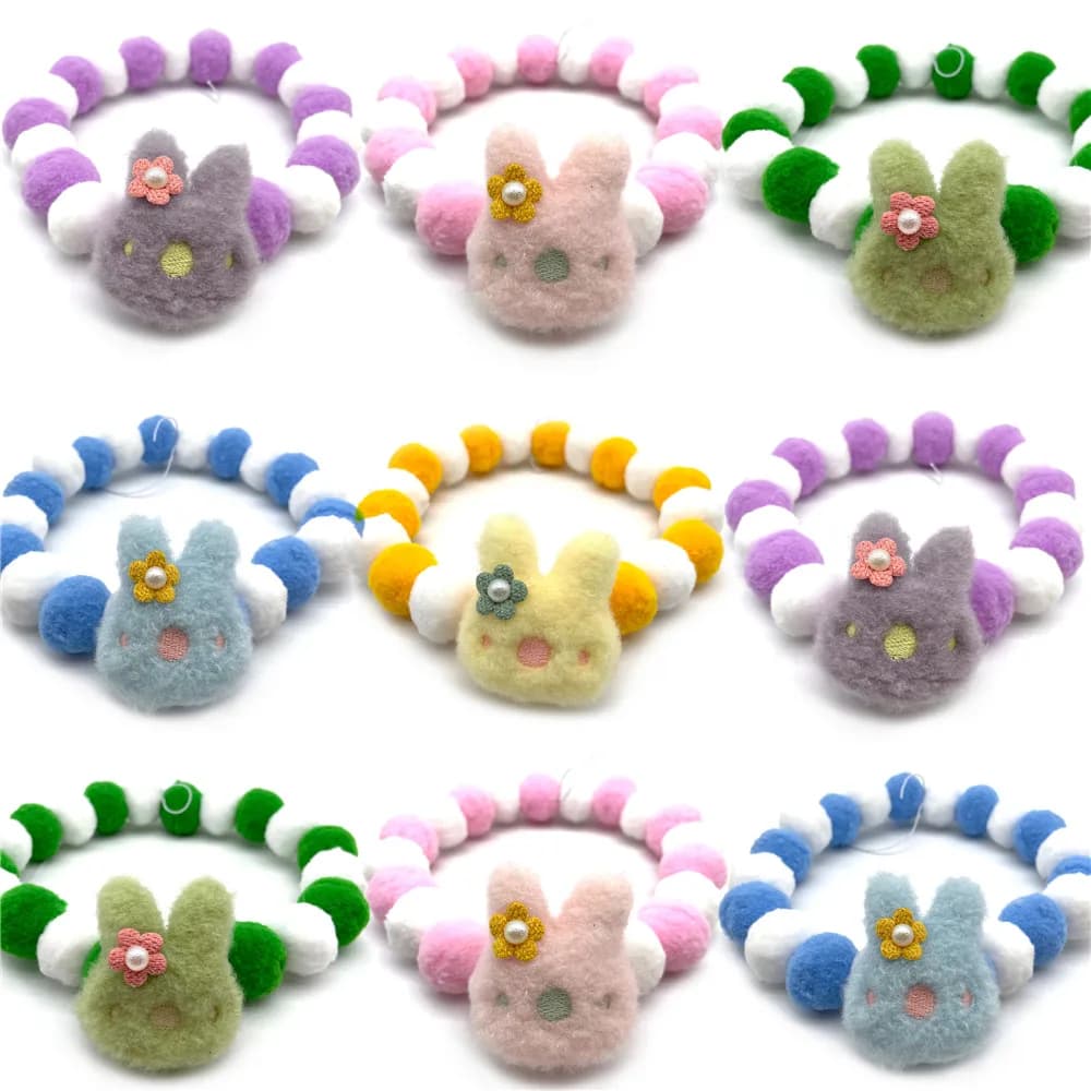 12Pcs pasqua Pet Dog Bowties Hair Ball collana collare piccolo medio grande cravatte per cani coniglio Bowties accessori per toelettatura cani