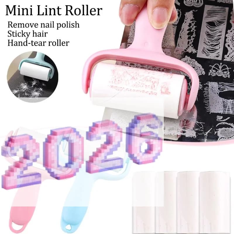 1 Set Steel Plate Transfer Stamp Cleaner Lint Roller Lint Remover Nail Salon Tools Replacement Paper With Tear-Off Design
