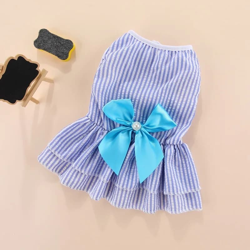 Spring Striped Fresh Layered Cake Dog Dress Harness Summer Clothes for Small Dogs Teddy Poodle Bichon French Bulldog Corgi