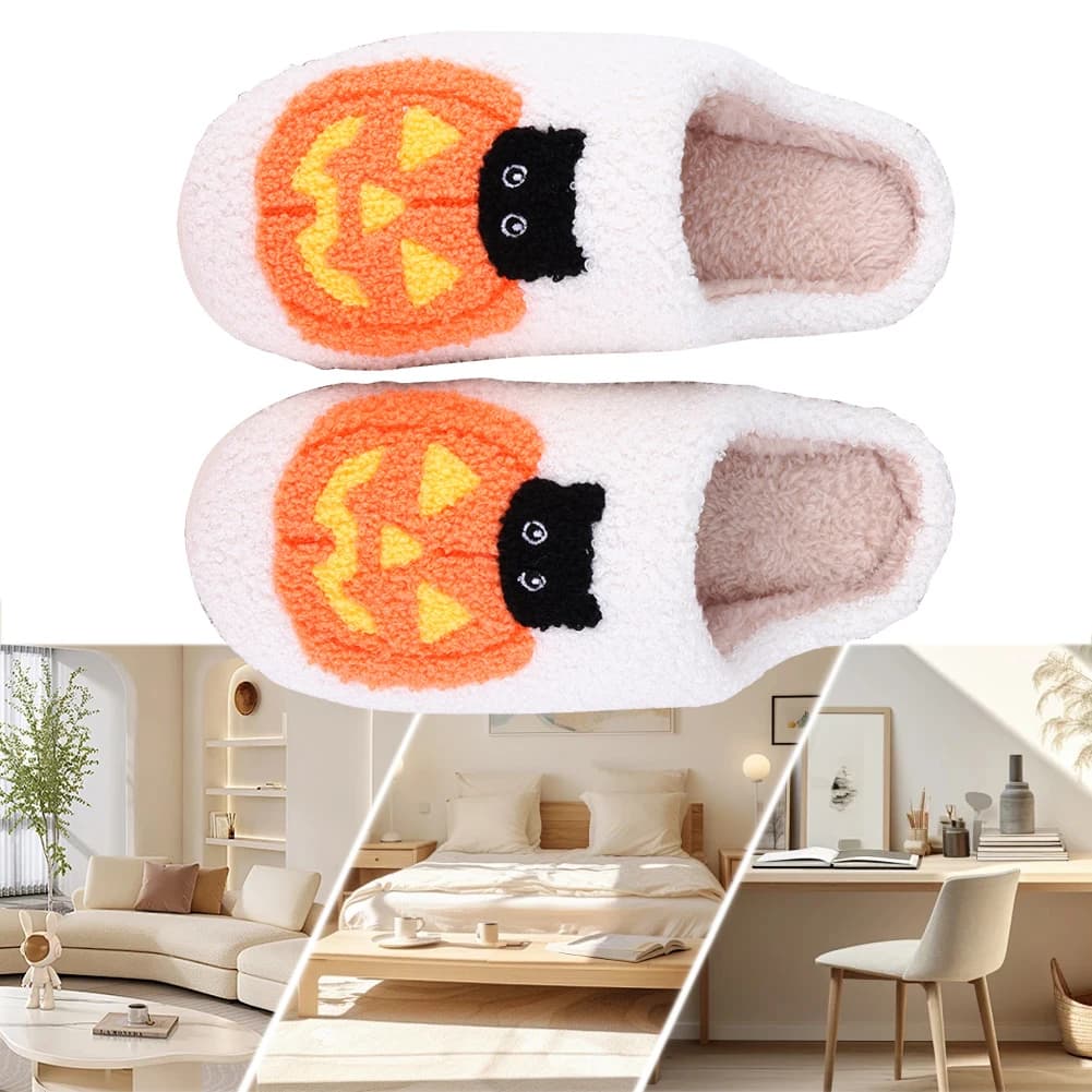 Comfortable slippers hairy soft home Slippers with thick sole Pumpkin Model Hot home shoes slip-on Gift for friends