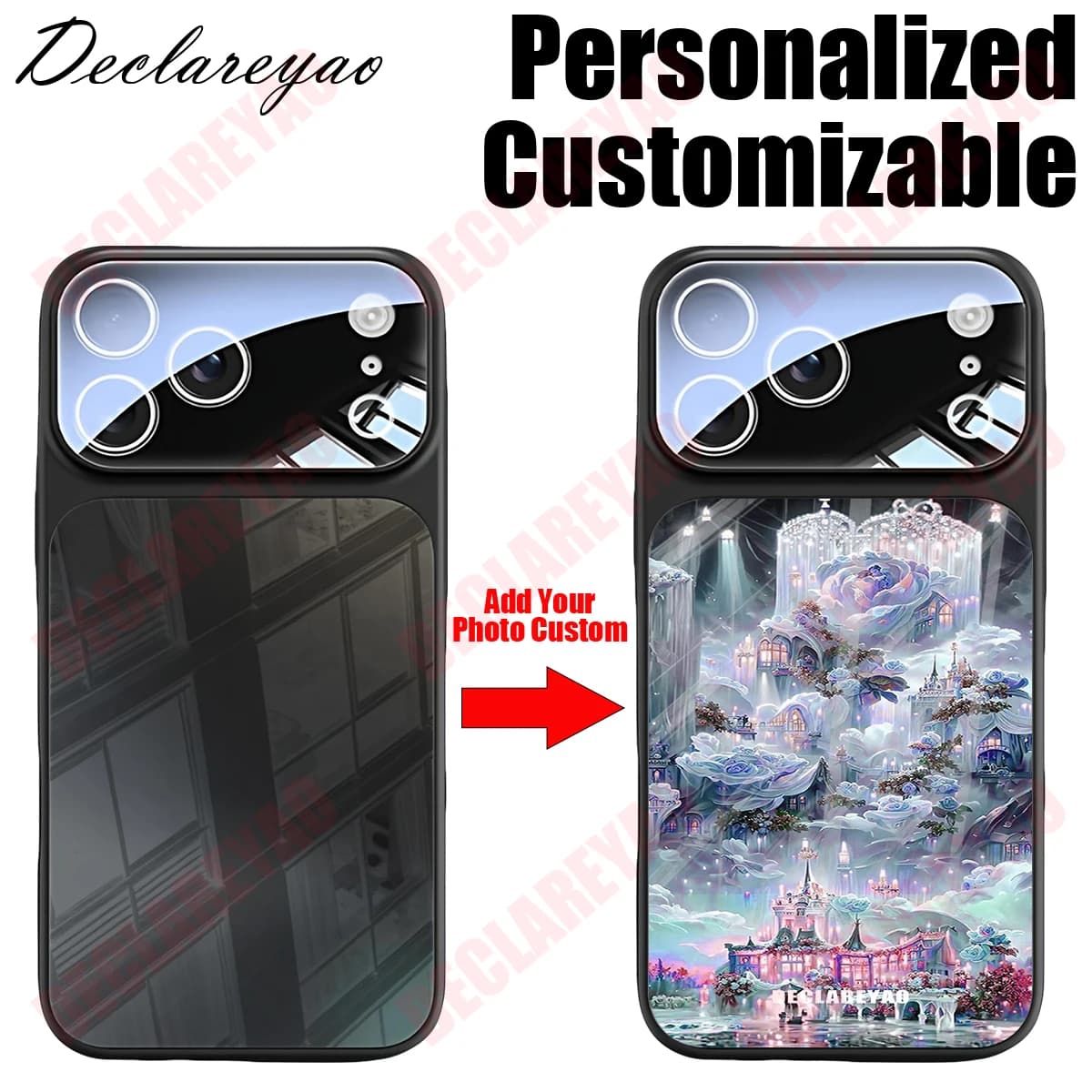 DECLAREYAO Origina Custom Tempered Glass Phone Case For Apple iPhone 17 Air 16 15 14 Plus 13 12 11 Pro Max Cover Hard Shockproof