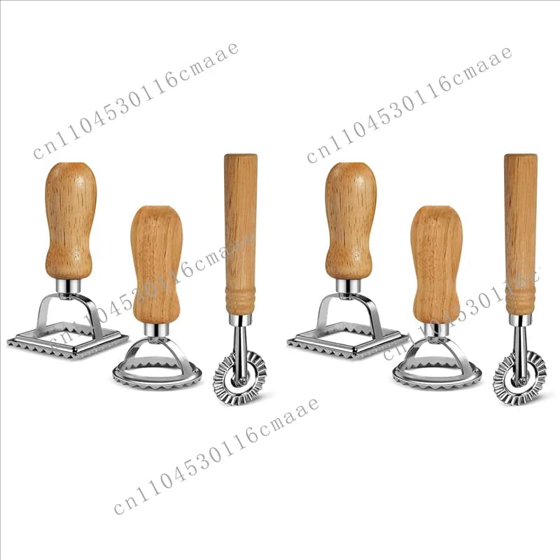 Nuovo set di macchine per tagliare spaghetti wonton 6X, macchina per sigillare wonton, con manico in legno, adatto per wonton, pasta, gnocchi
