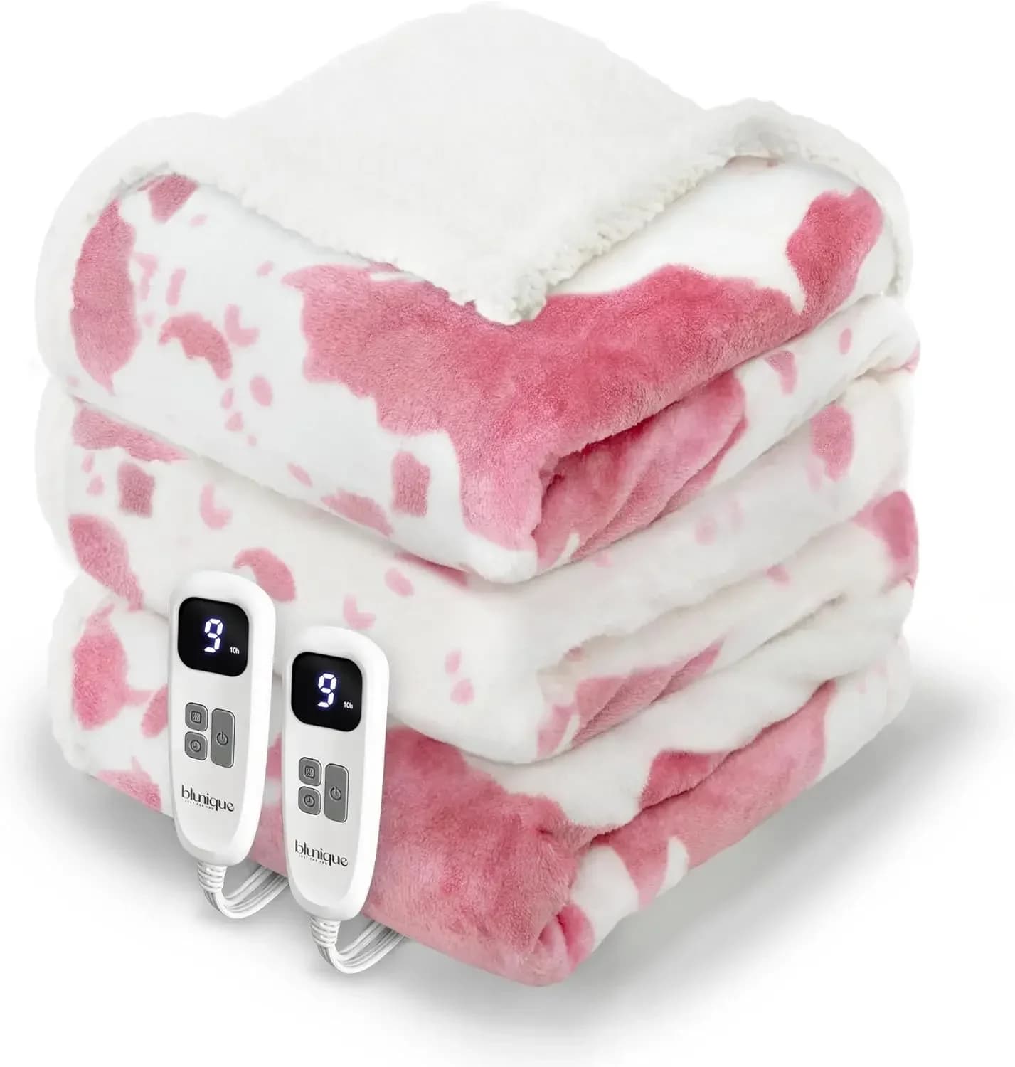 Coperta Elettrica Riscaldante con Stampa Mucca, Misura King Size - Coperta Termica King Size con 10 Livelli di Calore e Spegnimento Automatico dopo 10 Ore, Morbida e Confortevole in Pile
