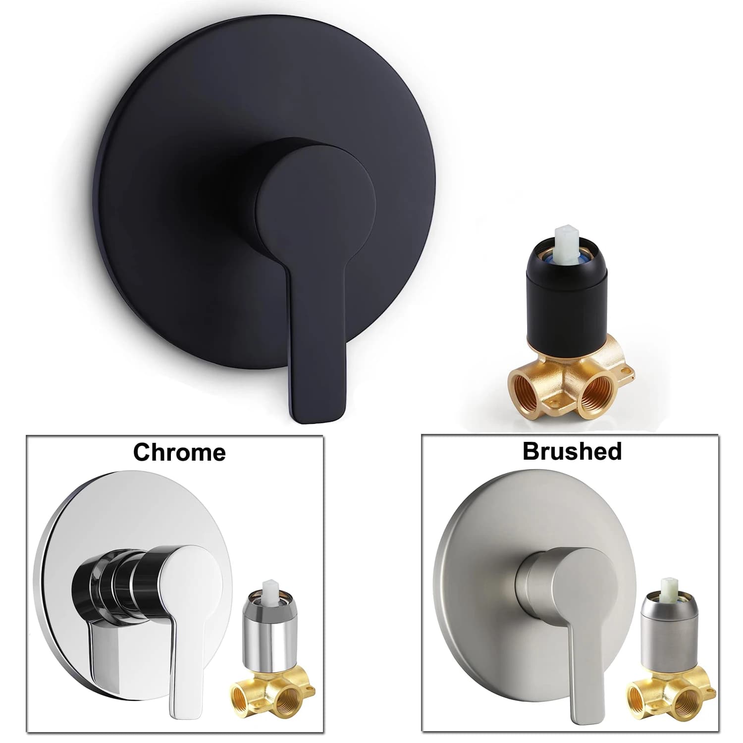 SKOWLL kit maniglia valvola doccia monofunzione valvola di controllo bagno vasca valvola ruvida valvola miscelatore acqua In ottone, cromo lucido