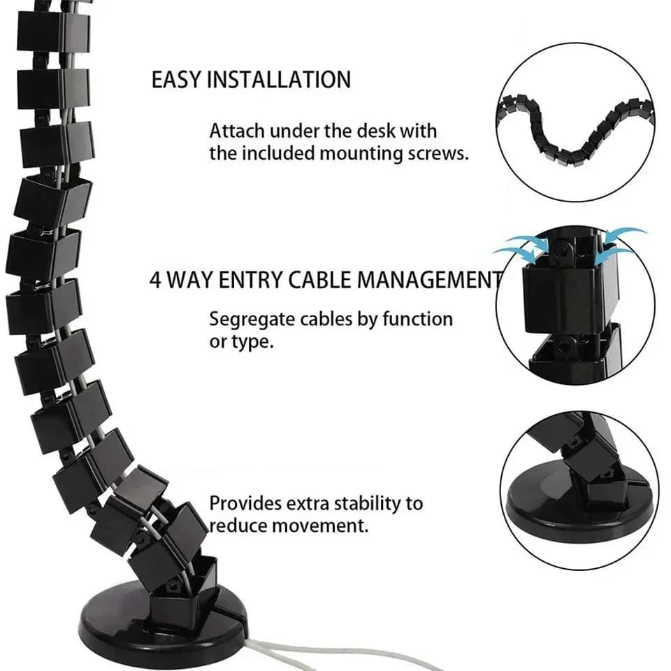 Under Desk Cable Tray gestione dei cavi Workstation Snake Cable Organizer Management