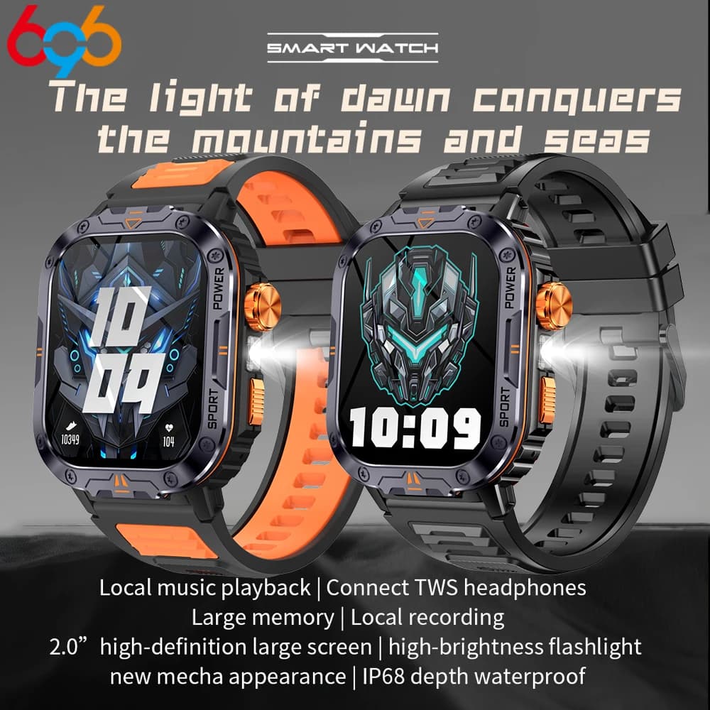 Nuovo Smartwatch con Registrazione Musicale Locale da 4Gb, Chiamate Bluetooth, Impermeabile, con Torcia, per Donne, Sport all'Aperto e Monitoraggio della Salute