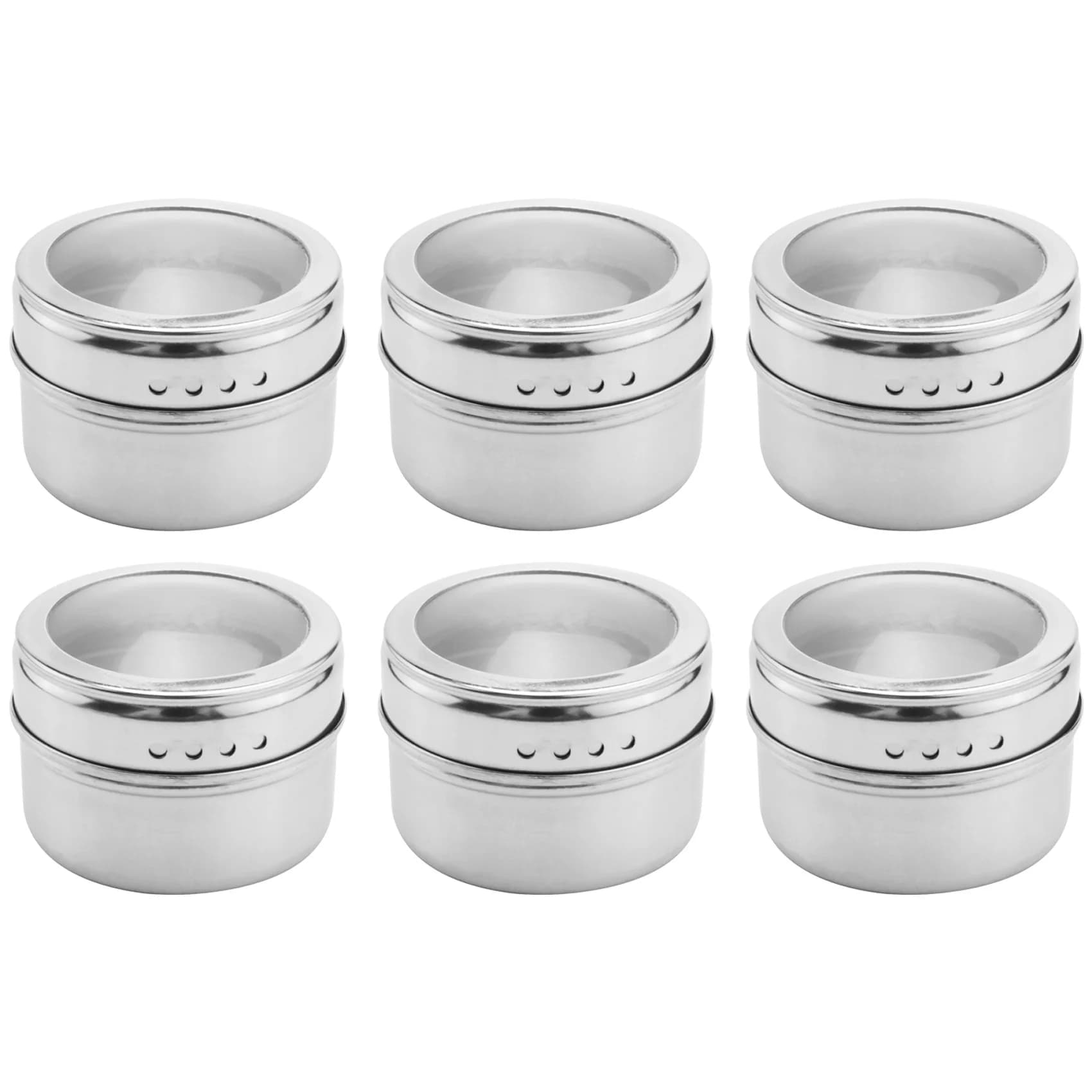 6 pz/set Coperchio Trasparente Barattolo di Spezie Magnetico Contenitore di Salsa di Spezie in Acciaio Inossidabile Pentole Porta Condimenti da Cucina Articoli per la Casa