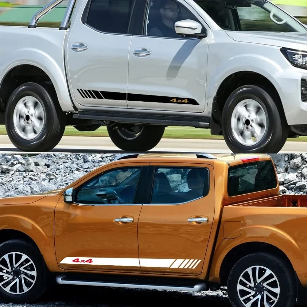 2PCS 4X4 Racing Sport Stripes Waterproof Car Door Side Skirt Sticker Vinyl Decal For Nissan Navara Tuning Decoration Accessories