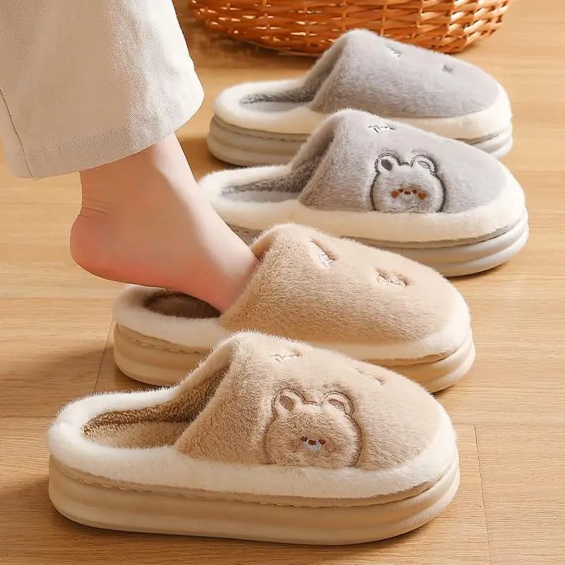 Cotton Slippers Women's Autumn Winter Indoor Home Thick Bottom Anti-slip Fluffy Men's Style Moon Shoe Cotton Shoes