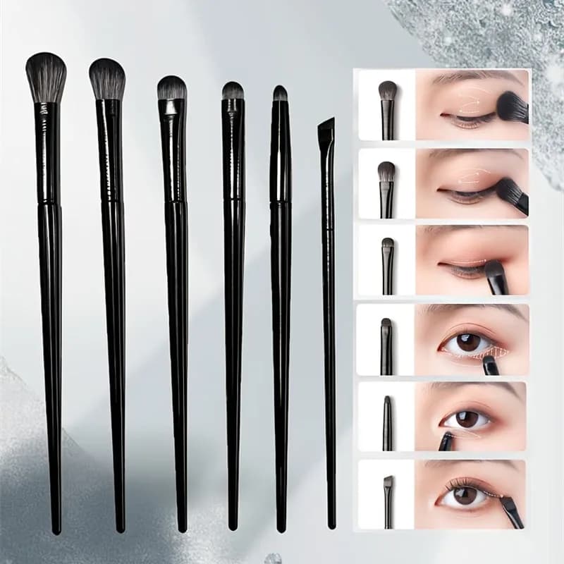 Set di 6 Pennelli per Trucco Occhi Professionali, Morbidi Pennelli per Contouring, Ombretto, Eyeliner Angolato e Sopracciglia, Strumenti di Bellezza
