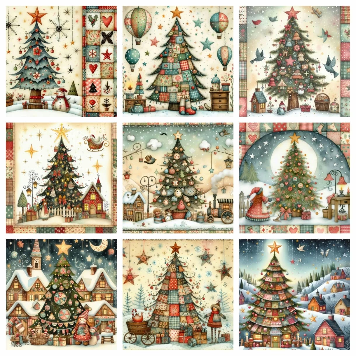 Kit per Pittura Diamantata Fai da Te: Albero di Natale, Paesaggio Invernale, Uccelli, Ricamo Astratto, Mosaico, Punto Croce, Decorazione Casa, Regalo per Bambini