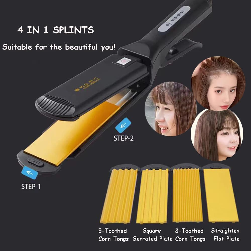 Professional Smoothing Plate and Hairslide with Clip, Brush Modeling and Iron Curling Hair