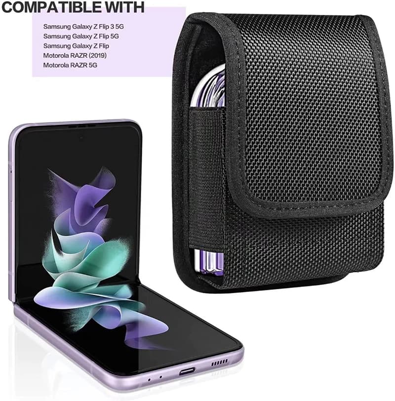 Marsupio moda marsupio in tessuto Oxford per Samsung Galaxy Z Flip 6 5 4 3 2 5G custodia per Clip da cintura fondina per Motorola RAZR 5G Cover