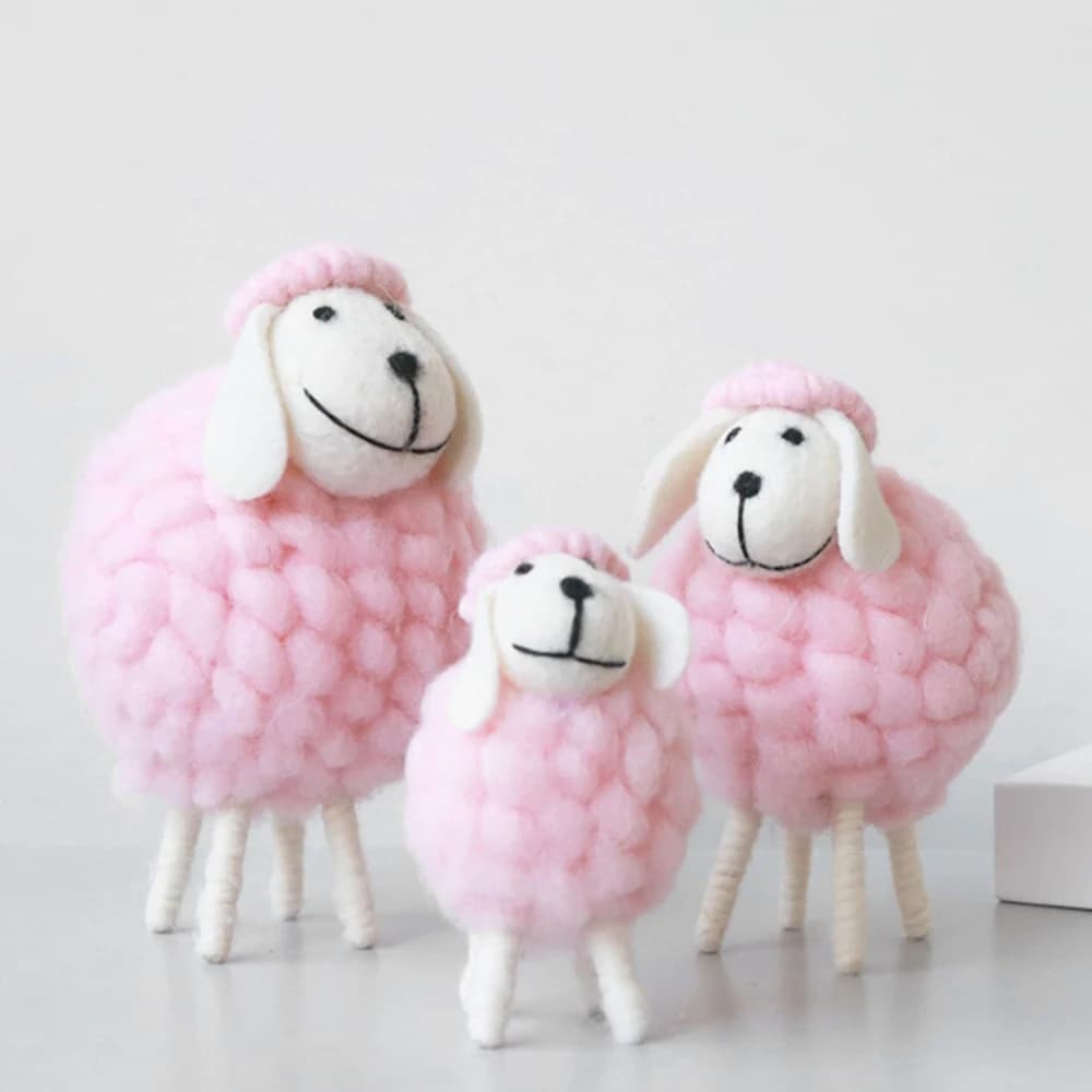 Crafts Festival Party Supplies Birthday Wool Felt Sheep Miniatures Desktop Decor Mini Table Ornament Home Furnishings Figurines
