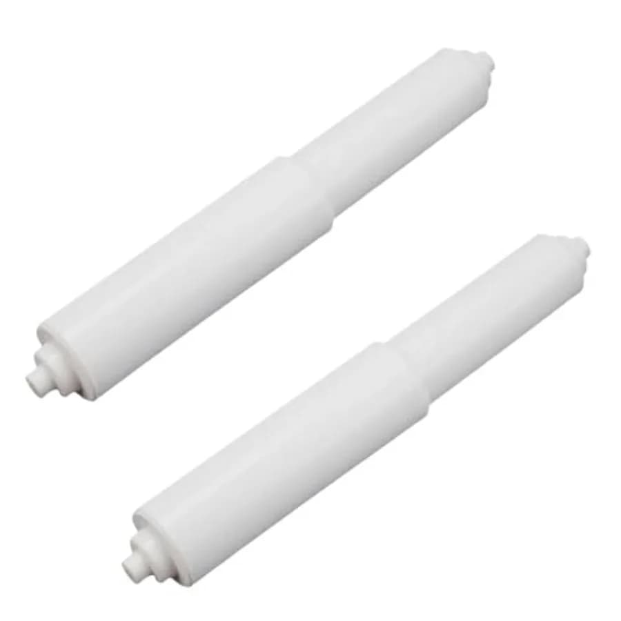 2Pcs White Toilet Paper Holder, Toilet Paper Holder Roller Spindle Replacement Rod Plastic, Roller Replacement Plastic Spring L