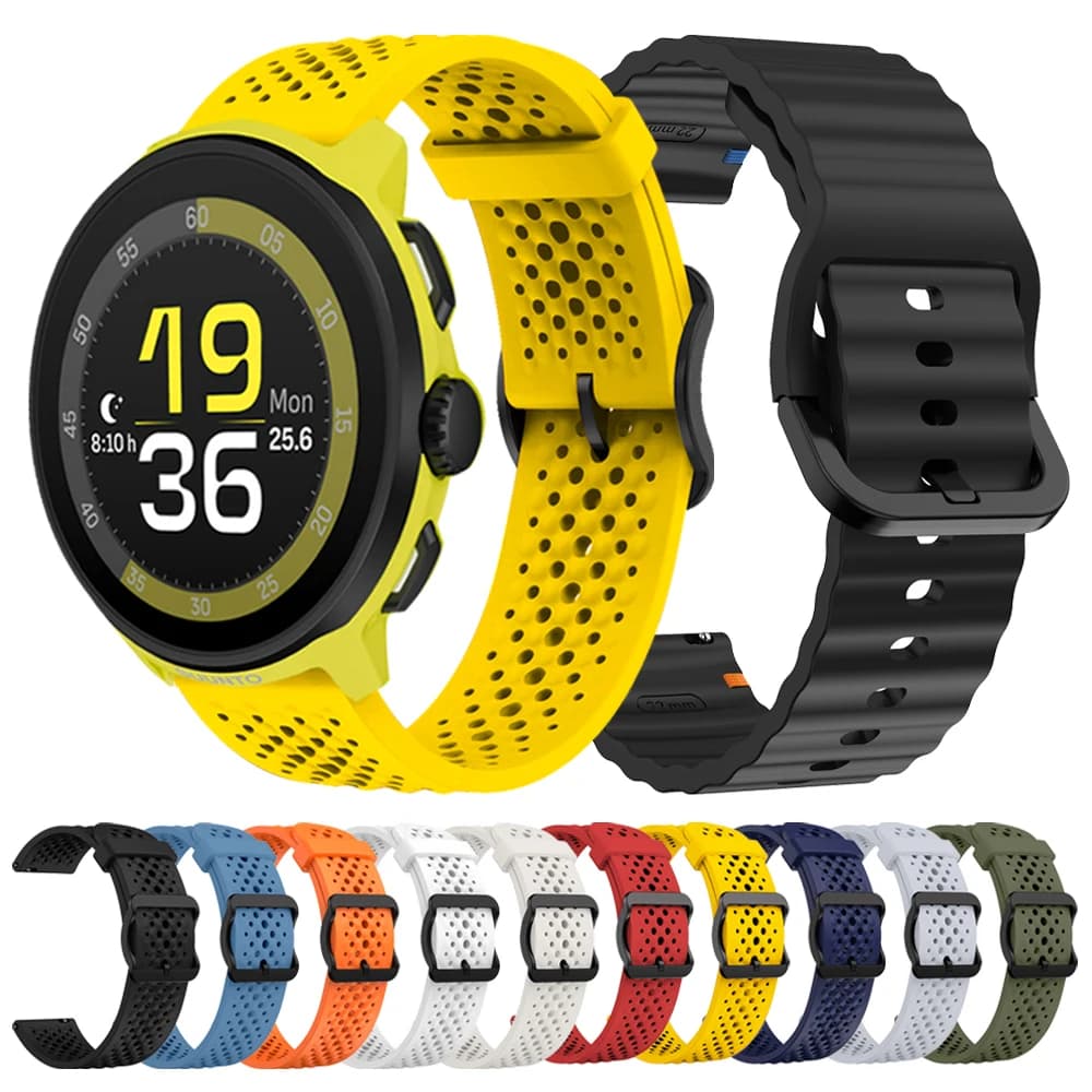 Silicone 22mm Watch Strap For SUUNTO RUN VERTICAL 2 Sport Breathable Bands For SUUNTO 9 PEAK DLC/5 PEAK/RACE S 2/OCEAN Wristband