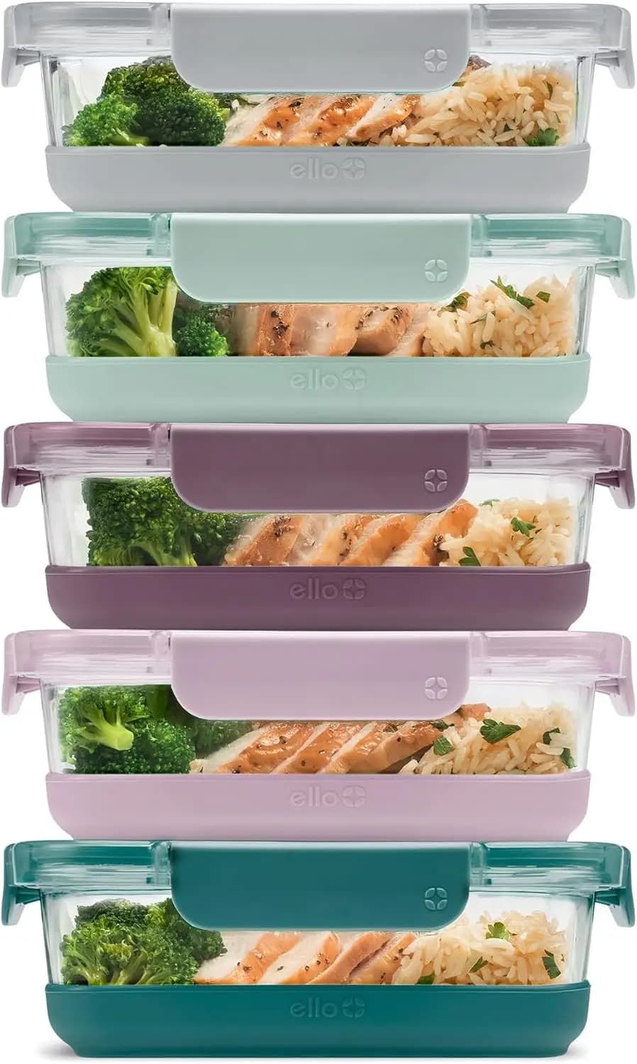 Set di 10 Contenitori in Vetro per Alimenti con Coperchi Ermetici, Lavabili in Lavastoviglie e Utilizzabili nel Microonde, Set per Preparazione Pasti