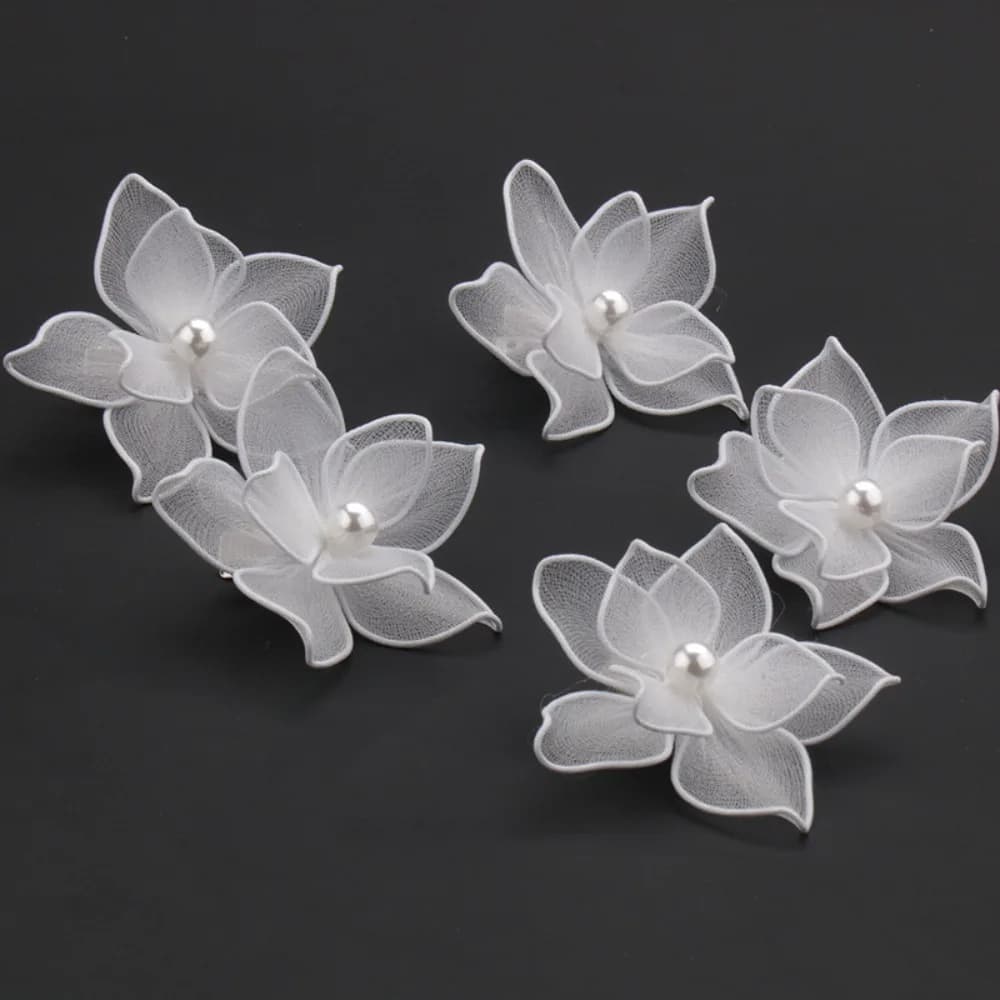Elegante fiore di seta bianca forcina laterale clip fata floreale copricapo tessuti multistrato tornante donne sposa gioielli per capelli da sposa