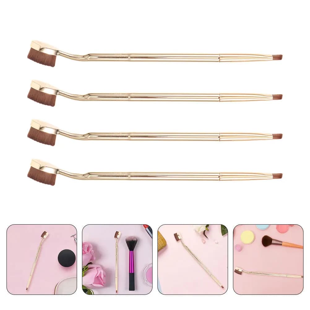 Kit di 4 Pennelli Correttore con Manico Ergonomico, Applicatore per Correttore Sotto gli Occhi per Trucco in Polvere, Crema e Liquido