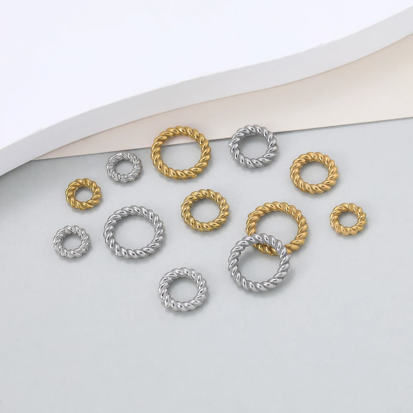 10 pcs/lot Stainless Steel Twist Rope Round Connector Closed Rings Split Rings For Bracelets Jewelry Creation Accessories