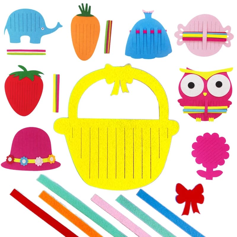 Giocattoli per tessitura fatti a mano per bambini Materiale per tessitura non tessuto Set artigianale per bambini Cartoon Fiore Frutta Pesce Oceano Animale TMZ