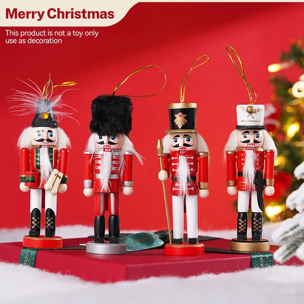 4 pz/set 13 centimetri Di Natale Schiaccianoci Soldato Burattino Albero Di Natale Ciondolo Fatto A Mano Bambola Giocattolo di Capodanno Casa Decorazione Da Tavolo