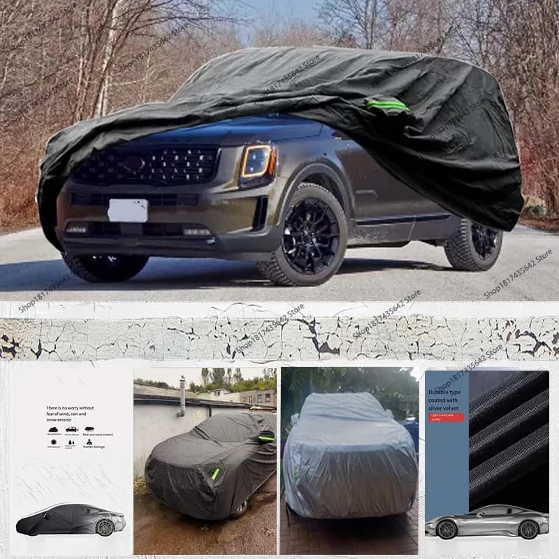 Per Kia Telluride 190T con strisce riflettenti Copertura per auto Impermeabile per tutte le stagioni Copertura esterna completa anti-UV per esterni