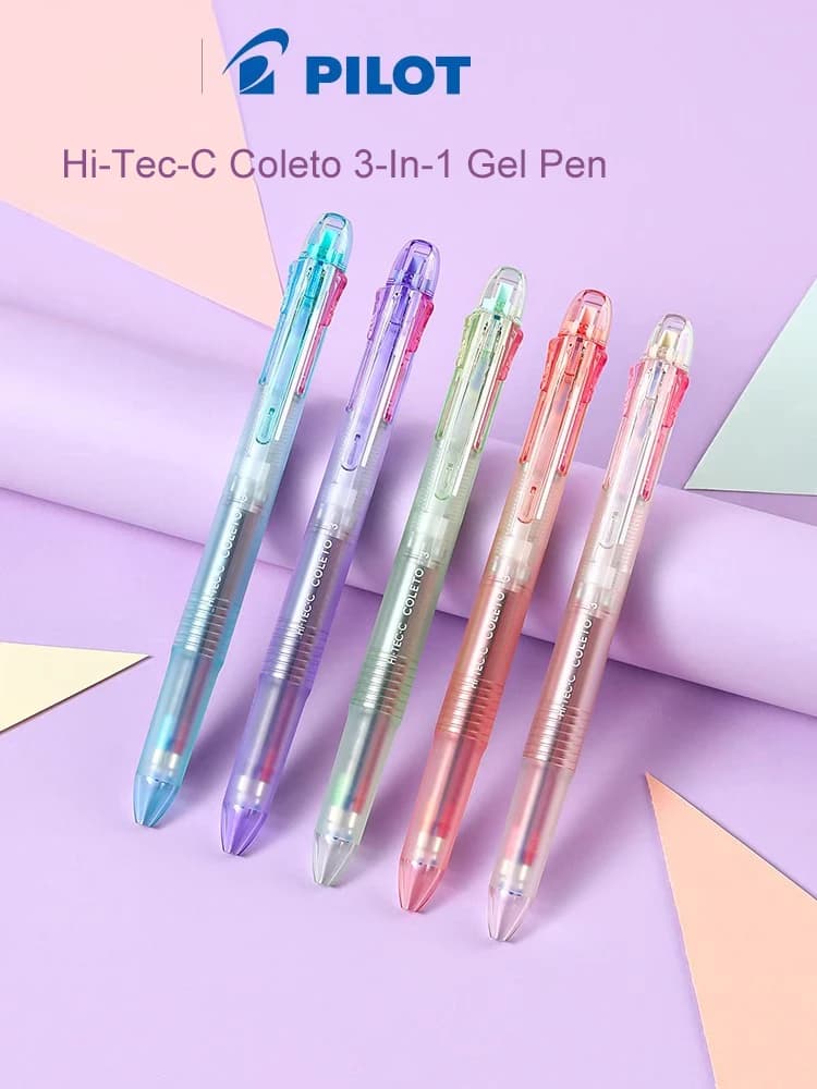 Pilot Hi-Tec-C Coleto Gel Ink Pen 0.4mm 3-In-1 penna Gel multifunzionale limitata penna colorata trasparente corpo ricariche sostituibili