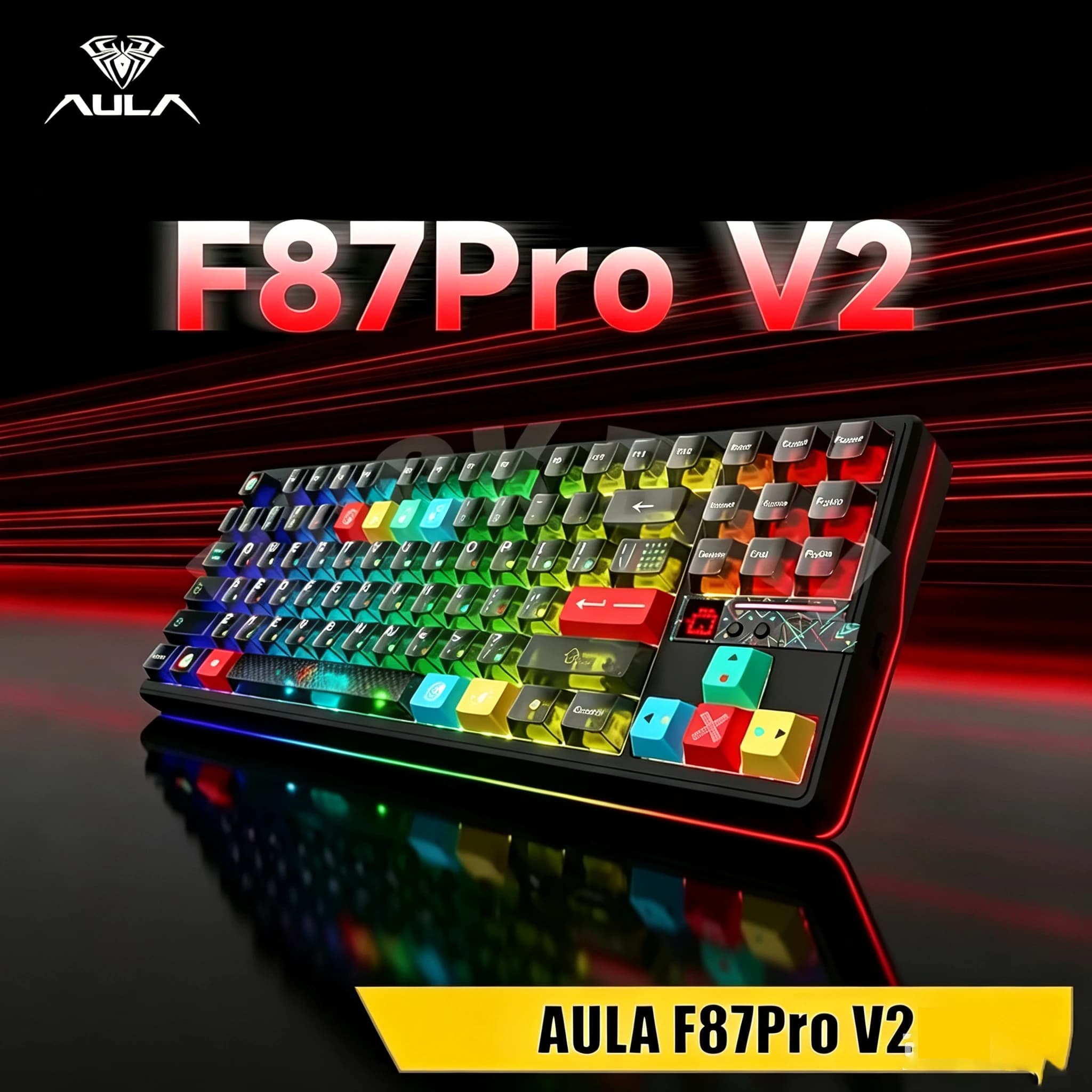 Aula F87 Pro V2 Custom Mechanical Keyboard Wireless Triple Mode Bluetooth Silent Rgb Backlit Gaming For Pc Computer Esports