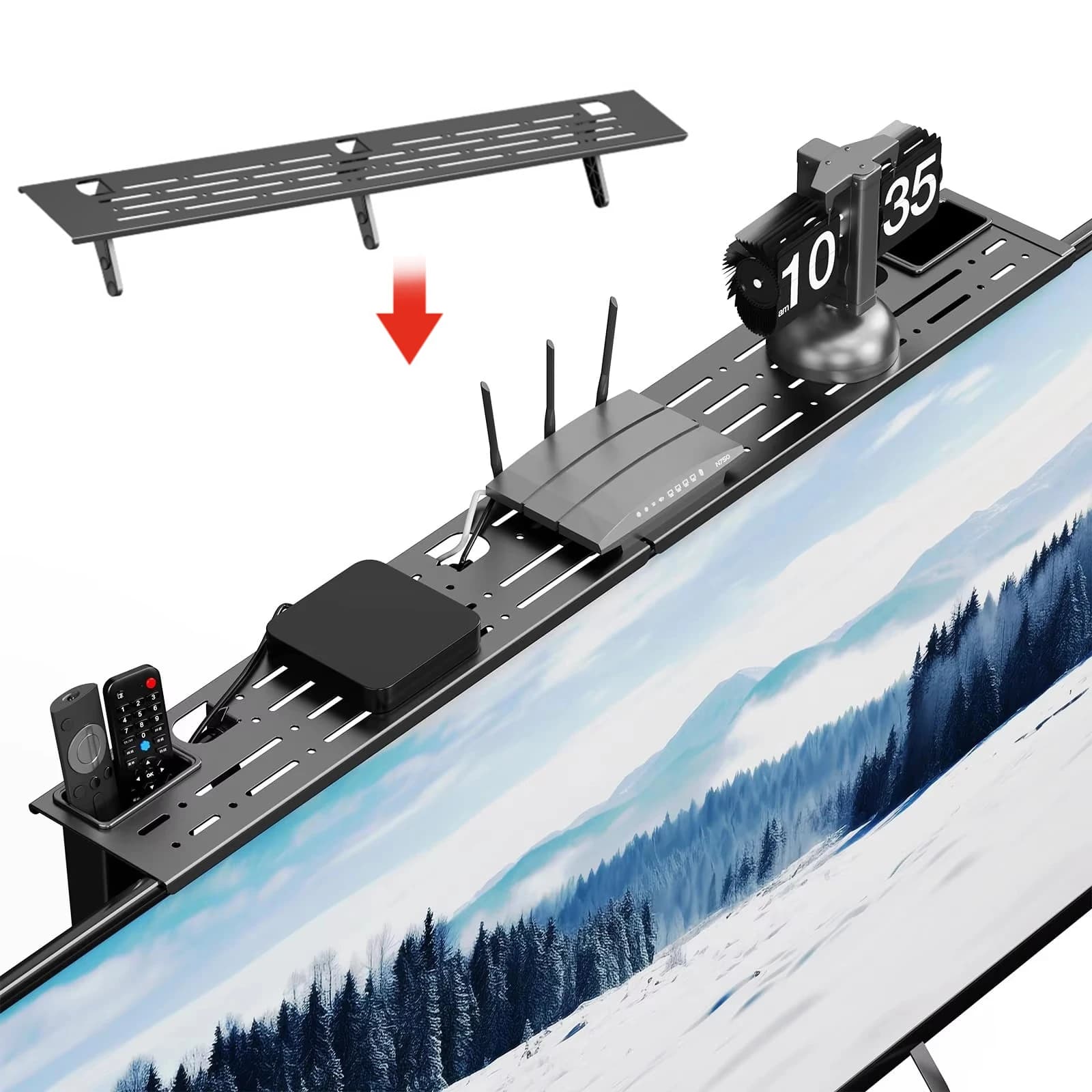 BEISHI Top shelf for adjustable screen TV monitor Organizer Practical storage space for home Use TV set-top box support