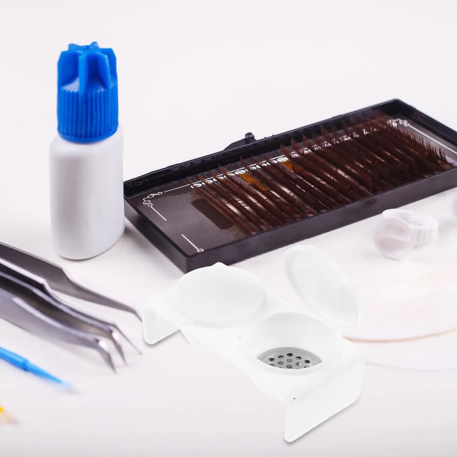 Ciotola per Unghie a Doppio Scomparto con Coperchio, Contenitore per Liquidi Acrilici e Monomero, Strumento per Manicure